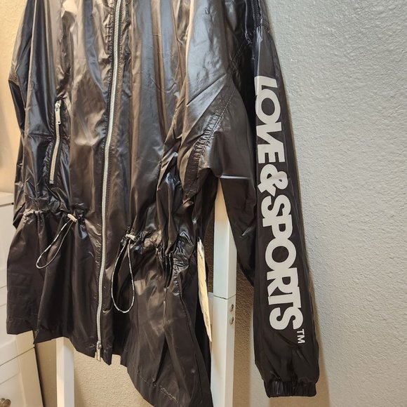 New Women's Long Anorak Jacket with Hood Hoodie Black lightweight Size Medium M - Picture 14 of 15